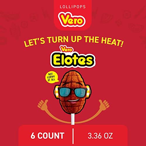 Vero Elotes Strawberry Candy Lollipops with Chili Pepper Powder  0.49 Oz  40 Count Bag